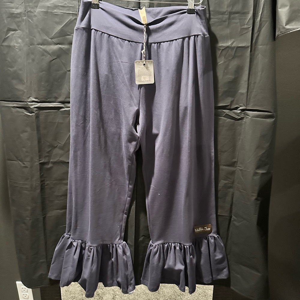 Matilda Jane Blue Leggings with Dramatic Ruffles and Wide Waistband
